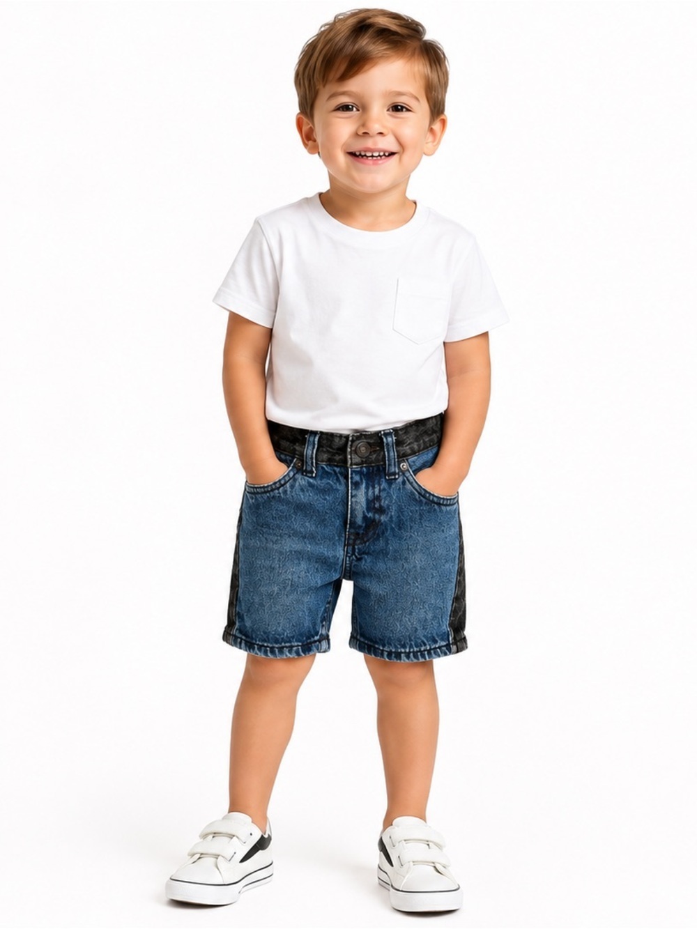 Levi’s 502 Regular Taper Denim Shorts 3T Two Tone Black Blue